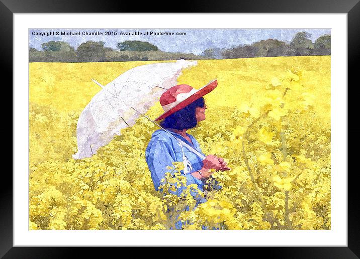  Girl in yellow with parasol Framed Mounted Print by Michael Chandler