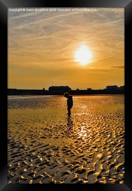  sunset silhouette boy Framed Print by Owen Bromfield