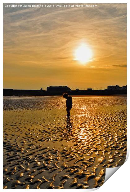  sunset silhouette boy Print by Owen Bromfield