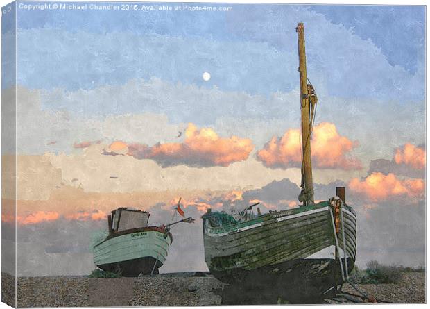  Boats on the beach at Dungeness Canvas Print by Michael Chandler