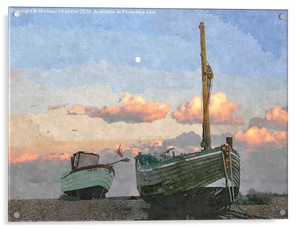  Boats on the beach at Dungeness Acrylic by Michael Chandler