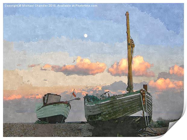  Boats on the beach at Dungeness Print by Michael Chandler