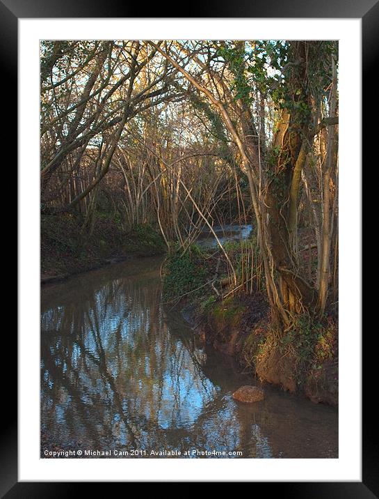 Stream through Trees Framed Mounted Print by Michael Carn