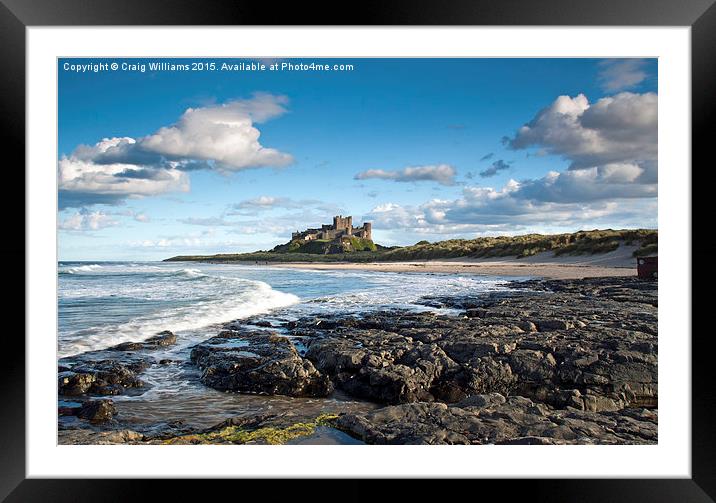  Sea and Sky, Bamburgh Castle Framed Mounted Print by Craig Williams