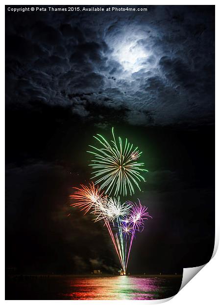 Full Moon Fireworks Print by Peta Thames
