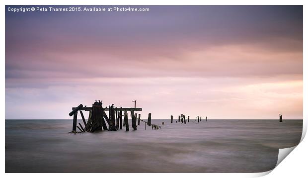 Shorncliffe Pier Supports Print by Peta Thames