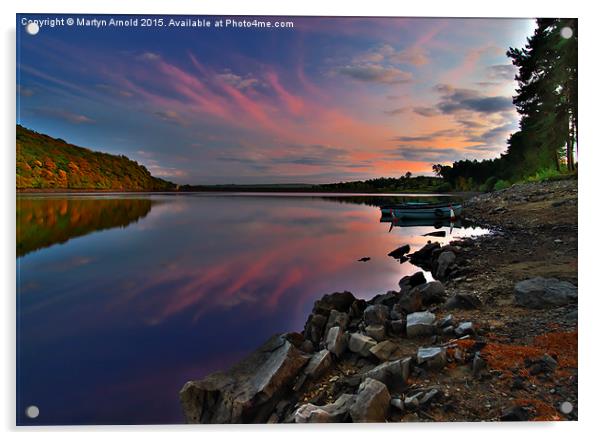 Evening sky at Tunstall Reservoir County Durham Acrylic by Martyn Arnold