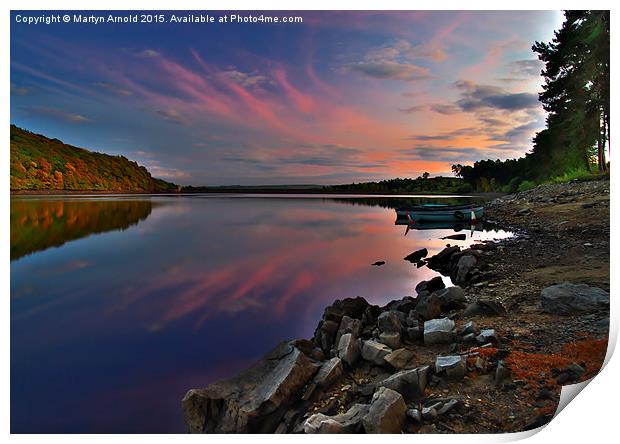 Evening sky at Tunstall Reservoir County Durham Print by Martyn Arnold