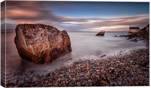 Evening at Knab rock in Mumbles  Canvas Print by Leighton Collins
