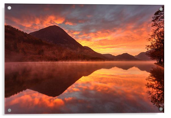 Crummock Water Sunrise   Acrylic by Andrew Ray
