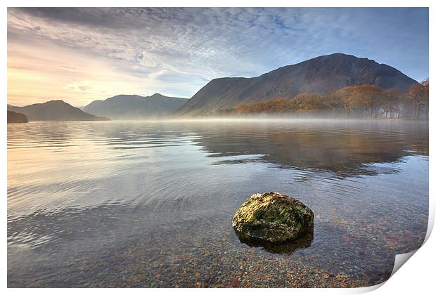 Mist on Crummock Water Print by Andrew Ray