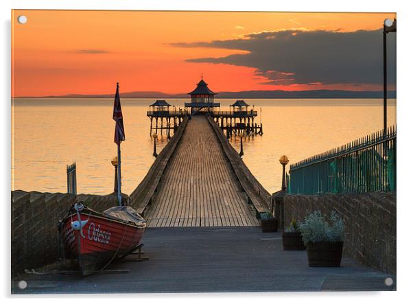 Towards Clevedon Pier Acrylic by Andrew Ray