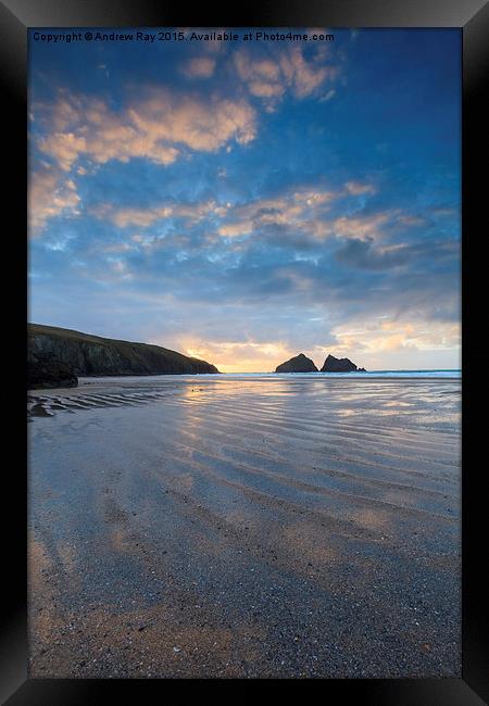 Beach Patterns (Holywell Bay) Framed Print by Andrew Ray