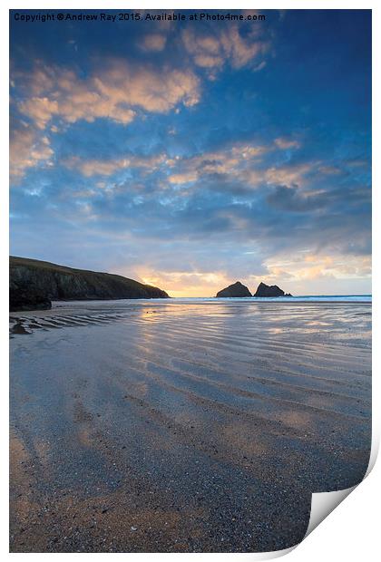 Beach Patterns (Holywell Bay) Print by Andrew Ray