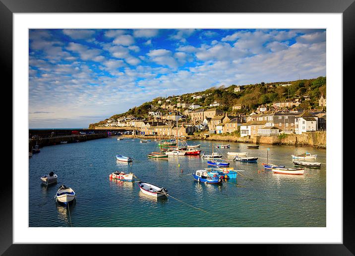 Boats in Mousehole Harbour Framed Mounted Print by Andrew Ray