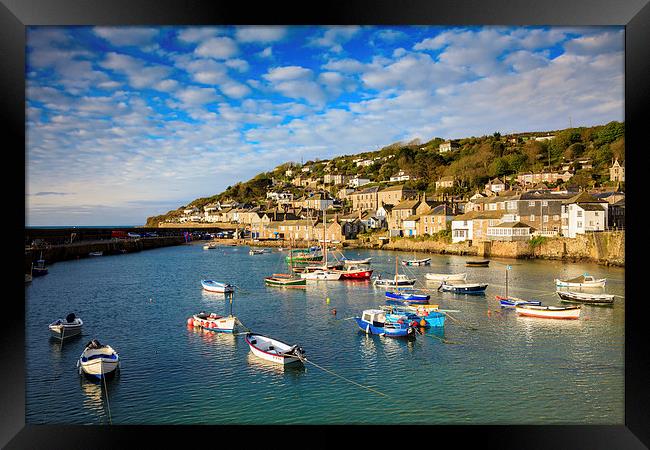 Boats in Mousehole Harbour Framed Print by Andrew Ray