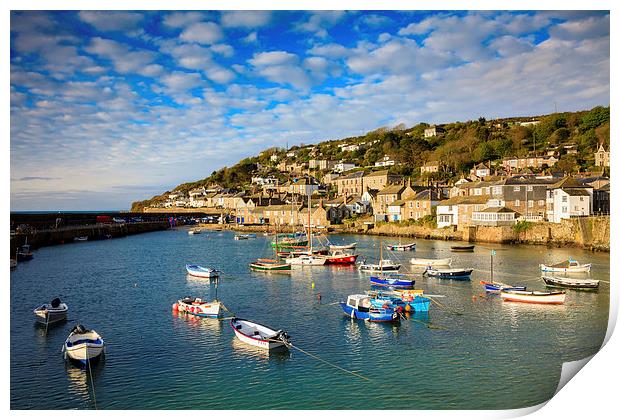 Boats in Mousehole Harbour Print by Andrew Ray
