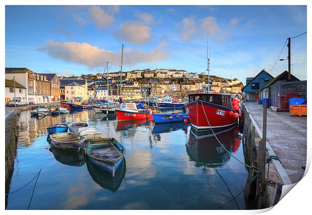 Mevagissey Inner Harbour Print by Andrew Ray