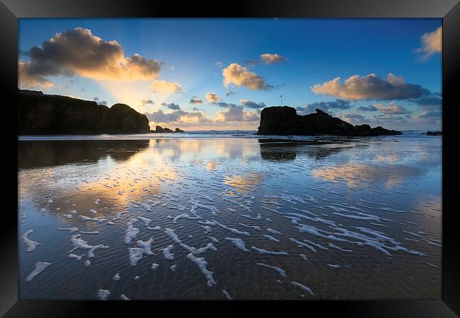 Patterns on the Beach (Perranporth) Framed Print by Andrew Ray