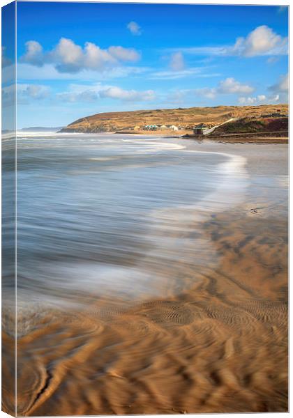 Perranporth Beach at High Tide Canvas Print by Andrew Ray