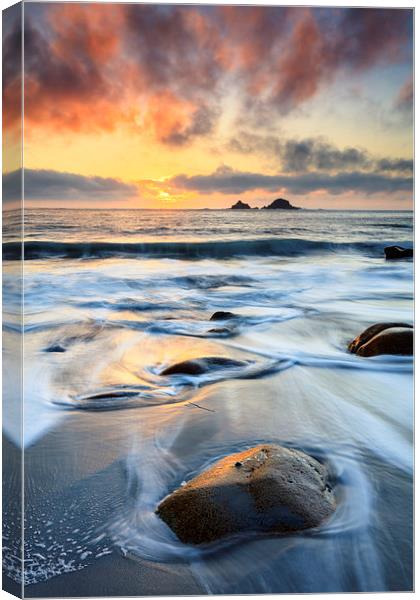 Receding Tide (Porth Nanven) Canvas Print by Andrew Ray