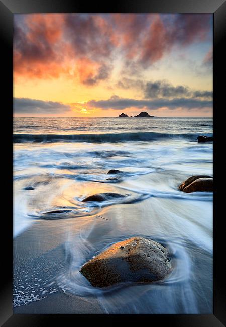 Receding Tide (Porth Nanven) Framed Print by Andrew Ray