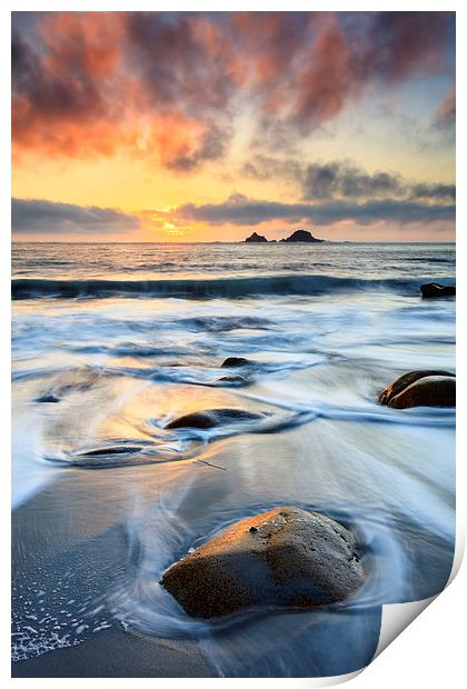 Receding Tide (Porth Nanven) Print by Andrew Ray