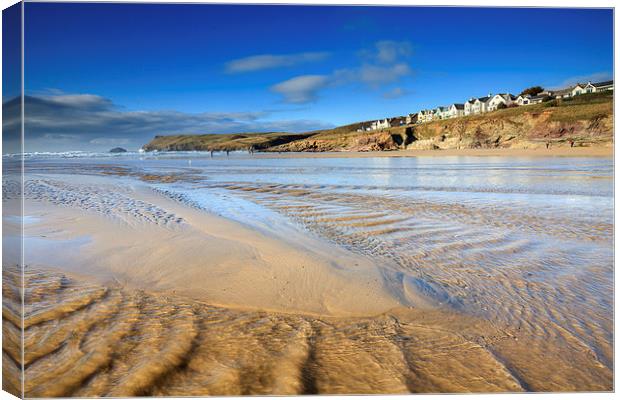 Stream Pattern at Polzeath.tif Canvas Print by Andrew Ray