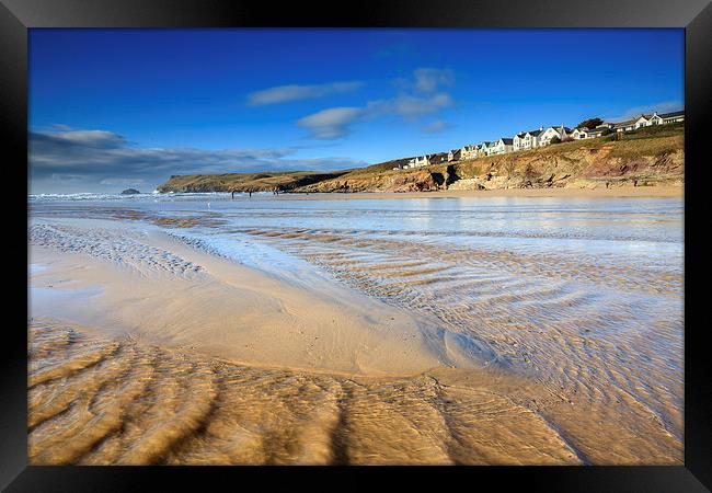 Stream Pattern at Polzeath.tif Framed Print by Andrew Ray
