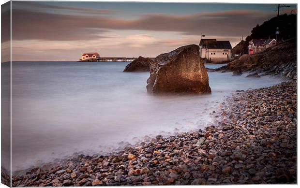  Sunset at Knab rock in Mumbles Canvas Print by Leighton Collins