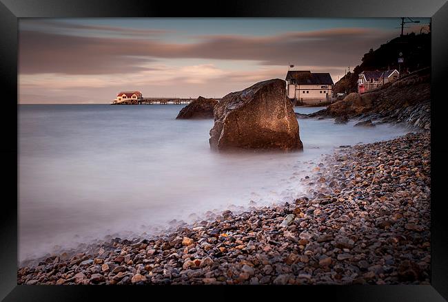  Sunset at Knab rock in Mumbles Framed Print by Leighton Collins