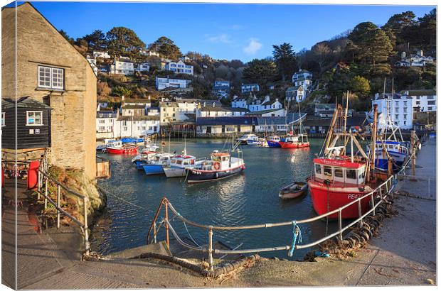 Boats in the Harbour (Polperro)   Canvas Print by Andrew Ray