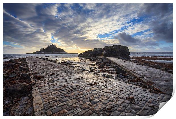Double Causeway (St Michael's Mount) Print by Andrew Ray