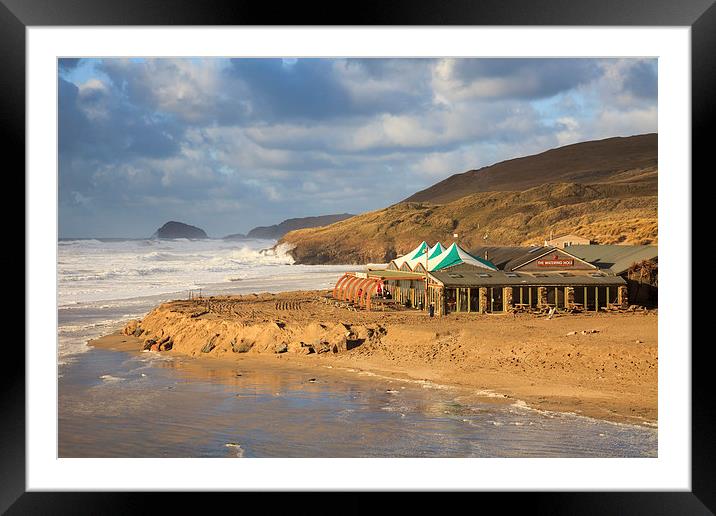 High Tide at the Watering Hole (Perranporth) Framed Mounted Print by Andrew Ray