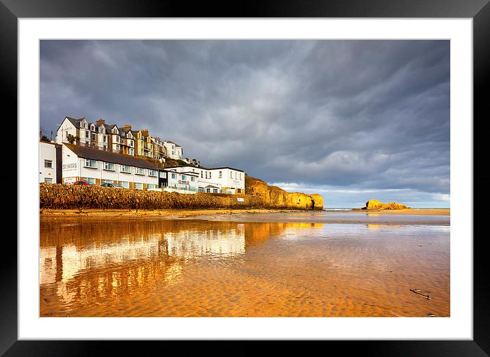 Storm clouds over Perranpoth Beach Framed Mounted Print by Andrew Ray