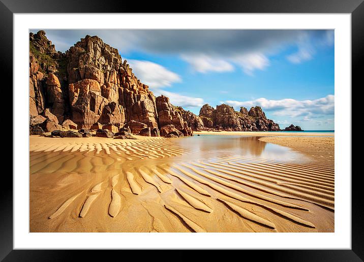 Low Tide at Porthcurno Framed Mounted Print by Andrew Ray