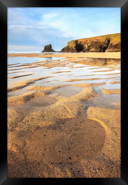 Sand Patterns at Porthcothan Framed Print by Andrew Ray