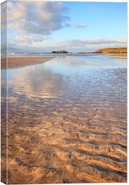 Sand Ripples and Reflections (Godrevy) Canvas Print by Andrew Ray
