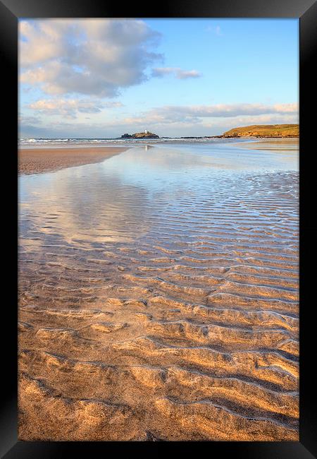 Sand Ripples and Reflections (Godrevy) Framed Print by Andrew Ray