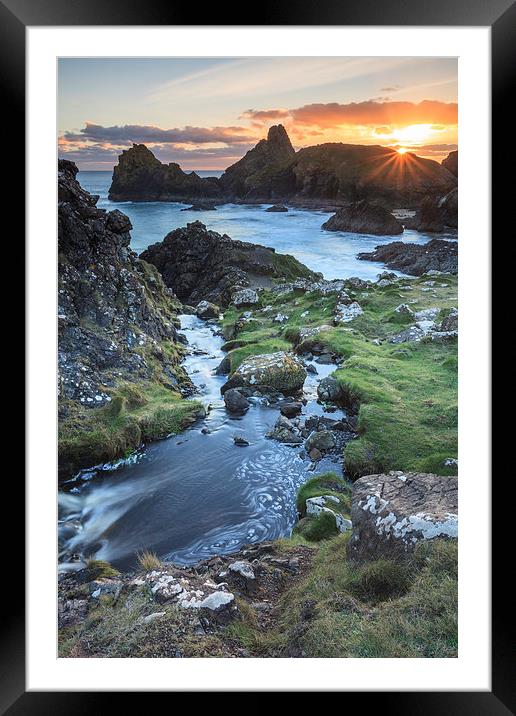 Setting Sun at Kynance Cove Framed Mounted Print by Andrew Ray