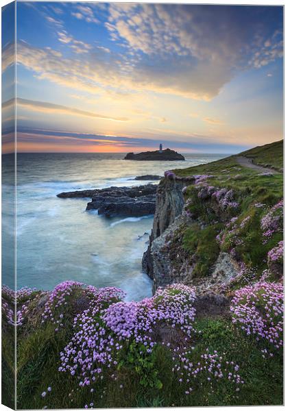Spring Sunset (Godrevy) Canvas Print by Andrew Ray