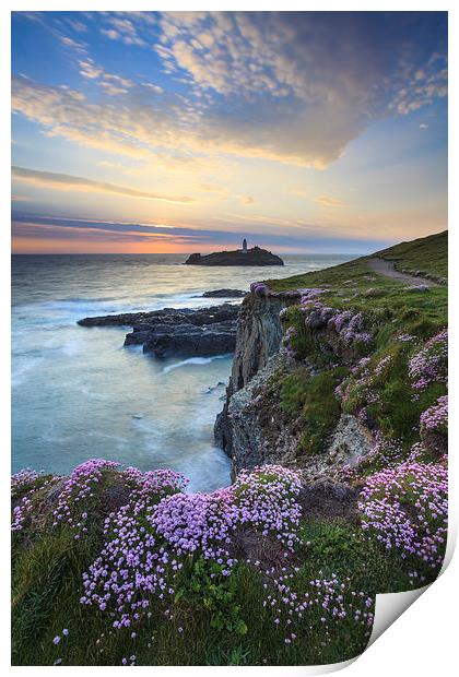 Spring Sunset (Godrevy) Print by Andrew Ray