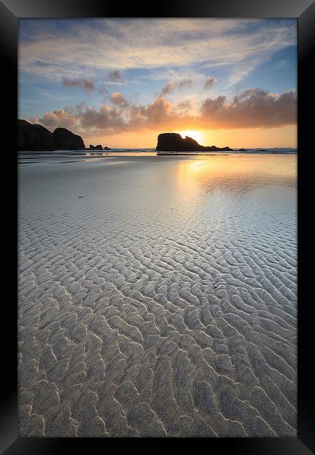 Beach Patterns (Perranporth) Framed Print by Andrew Ray