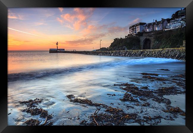 East Looe Beach at Sunrise Framed Print by Andrew Ray