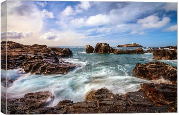 Incoming Wave at Godrevy Canvas Print by Andrew Ray