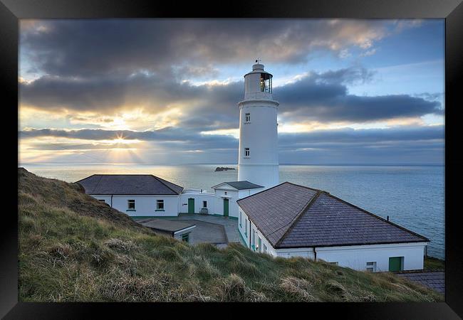 Lighthouse at Trevose Framed Print by Andrew Ray