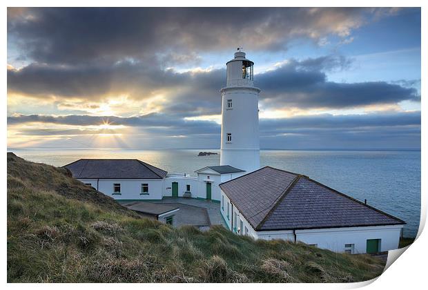 Lighthouse at Trevose Print by Andrew Ray