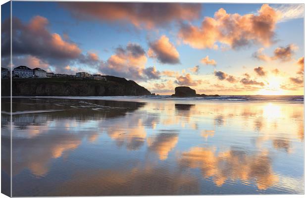 Reflections of Sunset (Perranporth) Canvas Print by Andrew Ray