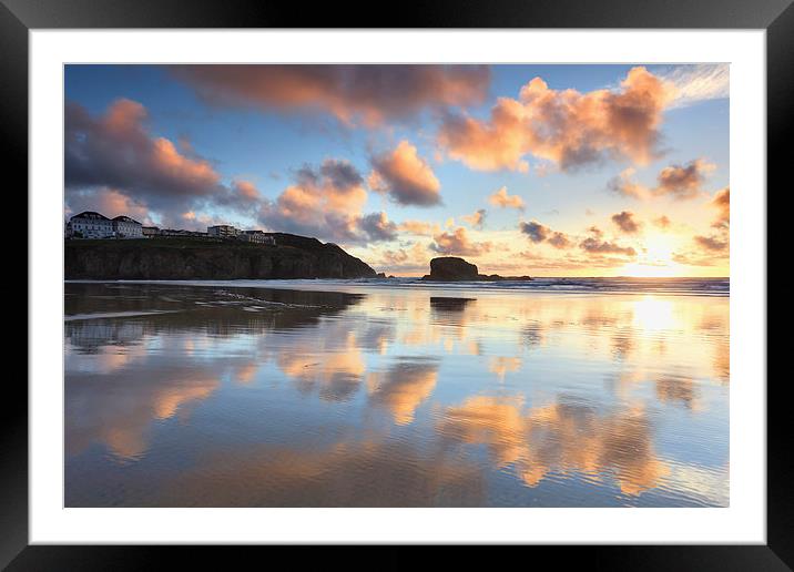 Reflections of Sunset (Perranporth) Framed Mounted Print by Andrew Ray