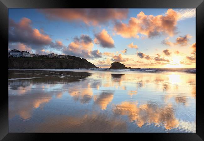 Reflections of Sunset (Perranporth) Framed Print by Andrew Ray